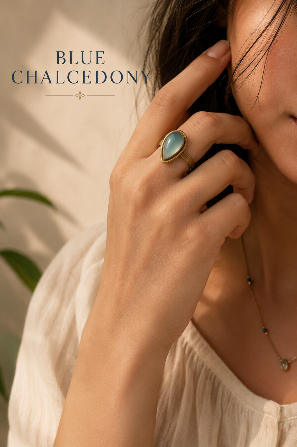 Blue Chalcedony Teardrop Ring