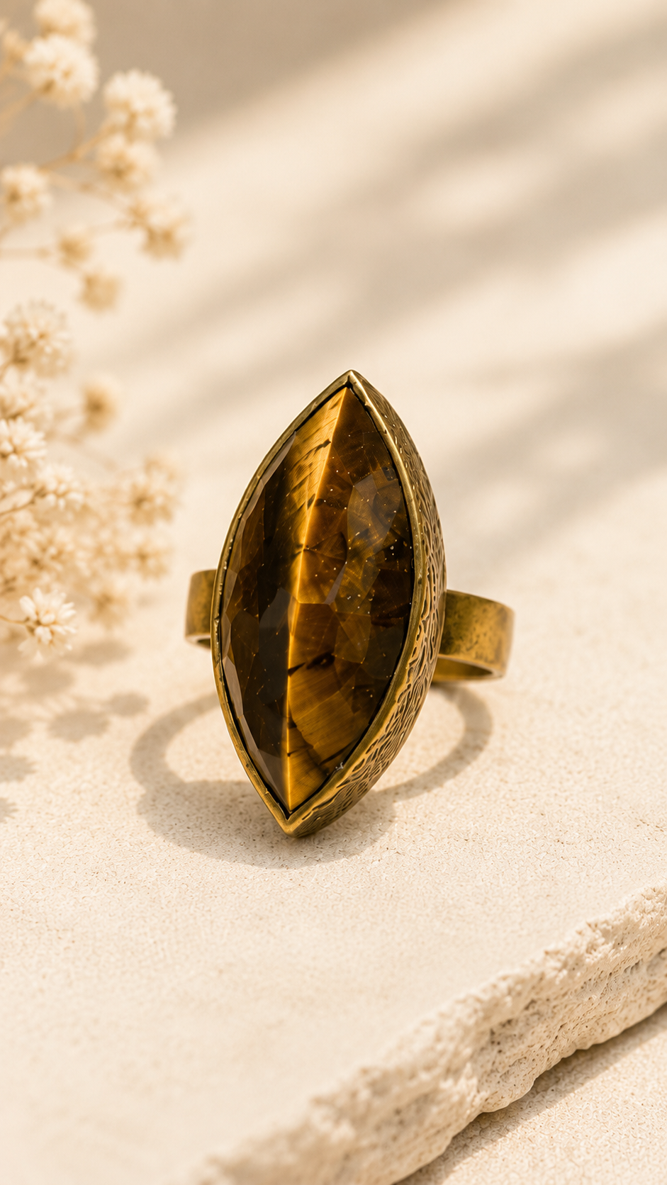Tiger Eye Marquise Solis Ring