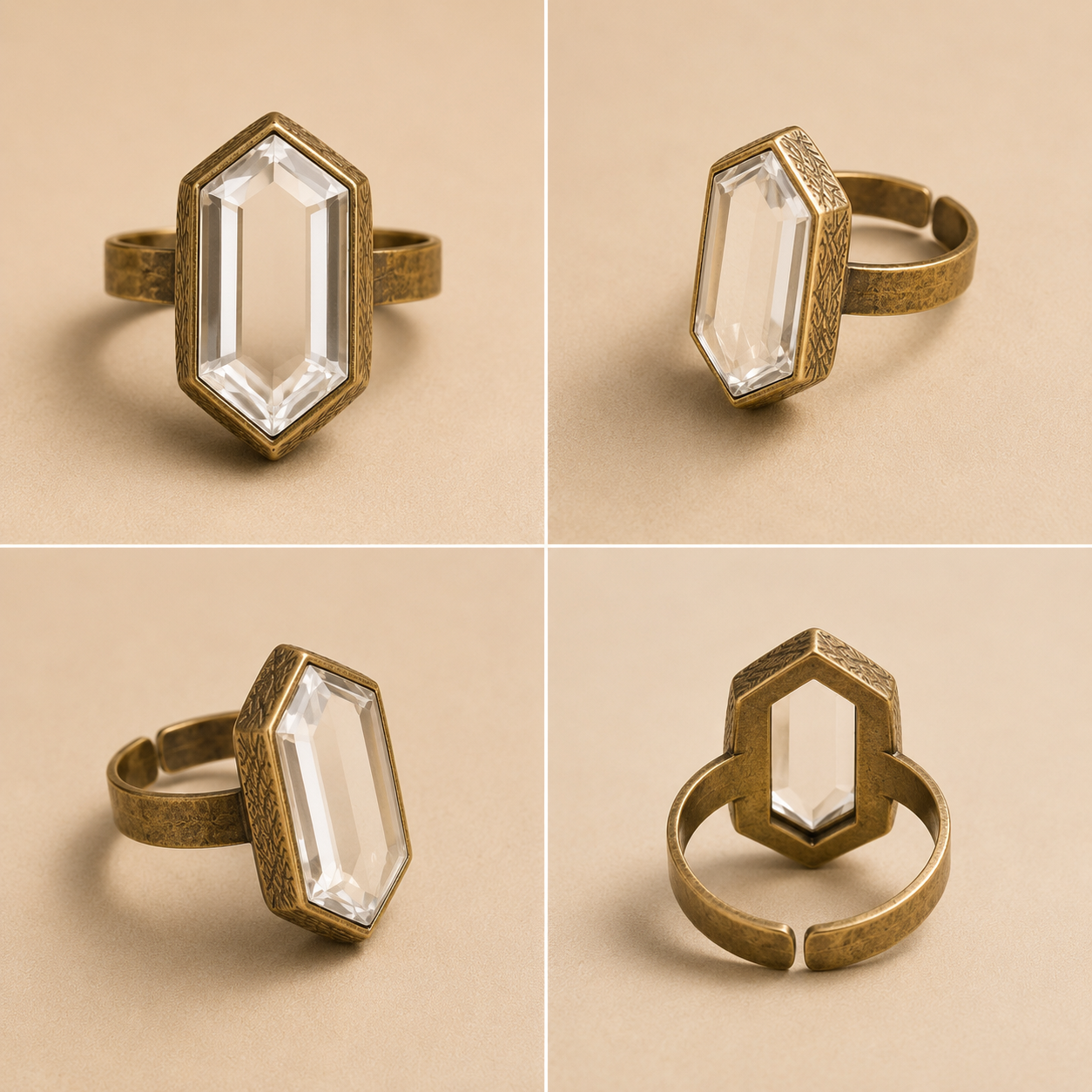 Clear Quartz Hexagon Ring