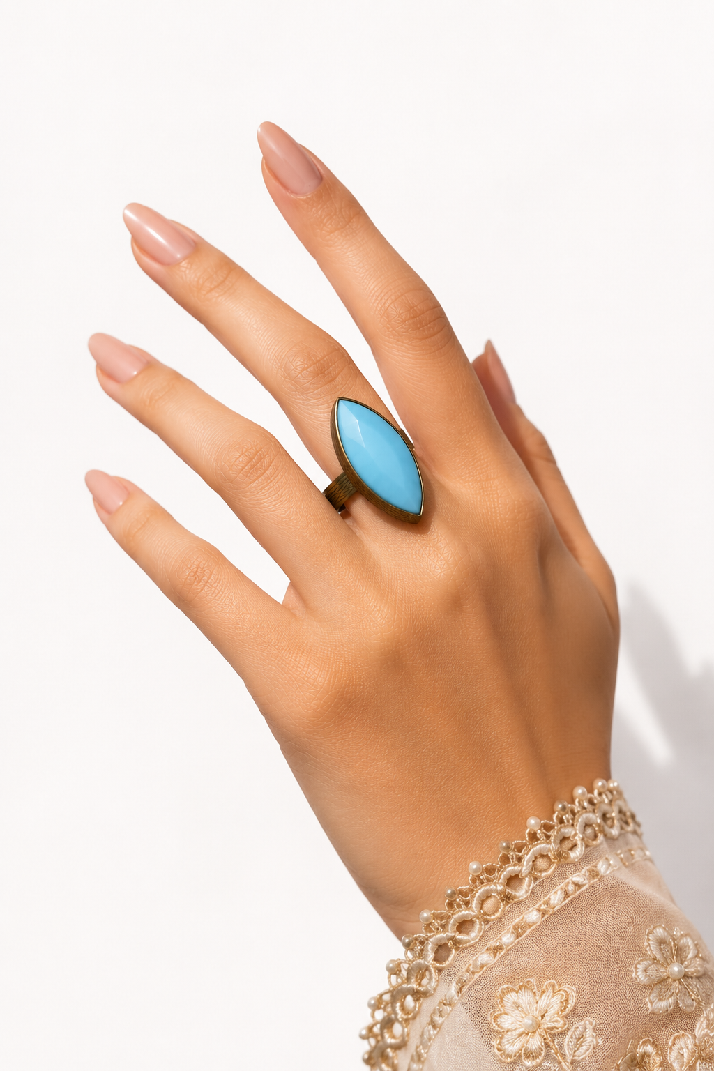 Blue Chalcedony Marquise Ring