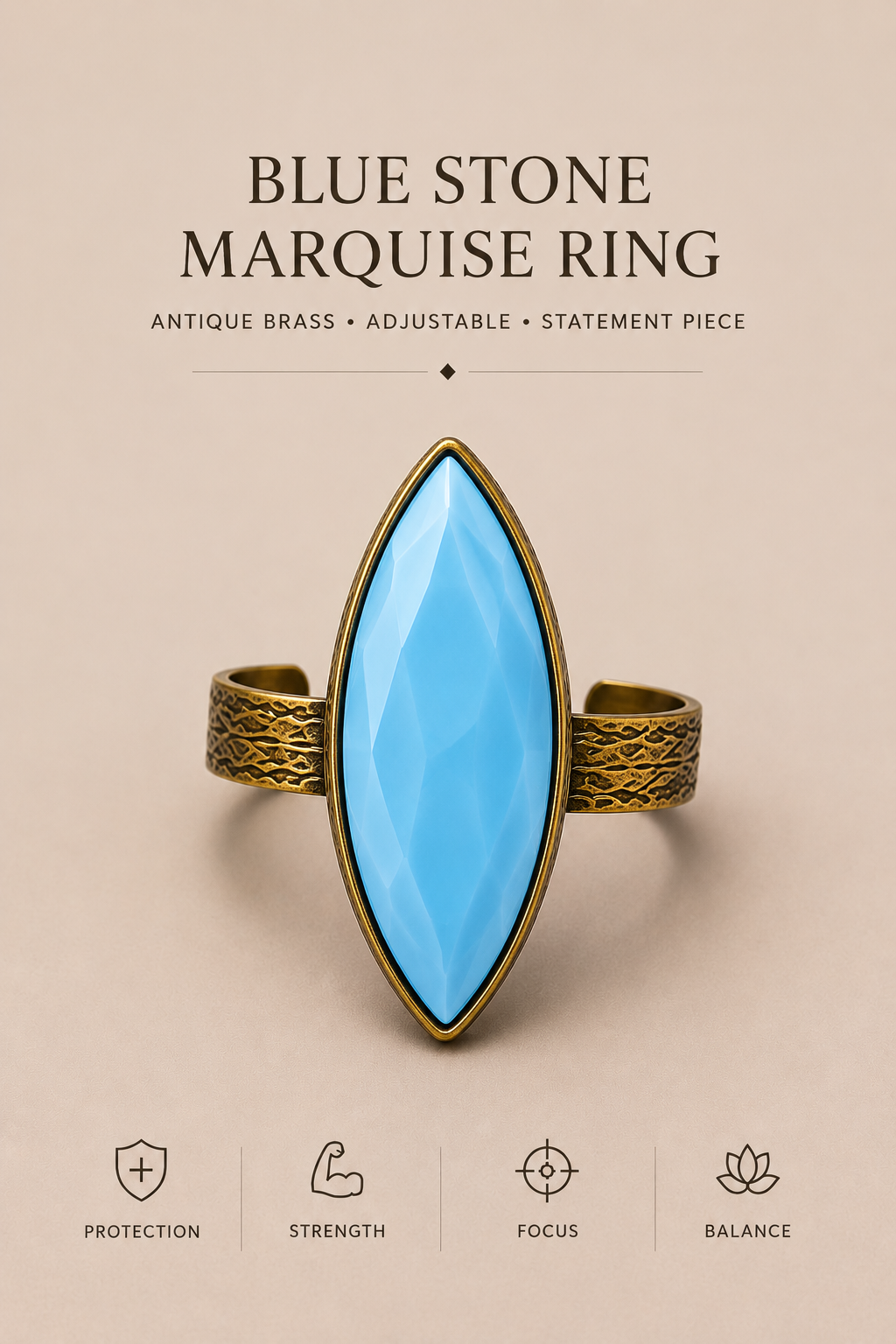 Blue Chalcedony Marquise Ring